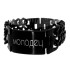 Wide double-row stainless steel bracelet DARLING PVD coating matt black with extension and engraving of your choice