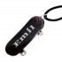 Skateboard pendant made of stainless steel black PVD coated with engraving