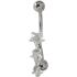 Belly button piercing with set STARS DOWN zirconia made of 925 sterling silver