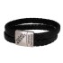 Two-row leather bracelet with black engraving and stainless steel magnetic clasp