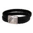 Two-row leather bracelet with black engraving and stainless steel magnetic clasp
