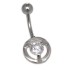 Belly button piercing with clear crystal, round border