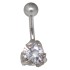 Belly button piercing with clear crystal set in 3 places