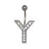 Belly button body jewelry piercing in ABC design with zirconia - letter Y,1.6x6mm / 1.6x8mm / 1.6x10mm / 1.6x12mm / 1.6x14mm