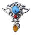 Belly button piercing American Indian 1.6x10mm with semi-precious stones and a small pendant