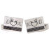 Stainless steel cufflinks with carbon inlay at the bottom and engraving