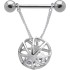 Nipple piercing with moving crystal, ball cage