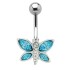 Navel piercing with 925 silver butterfly motif 475