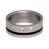 High-gloss stainless steel ring with crystals and black accent