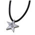 Stainless steel pendant asterisk with engraving and leather chain