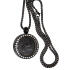 Round medallion pendant SMALL made of stainless steel PVD coated black polished with crystals and individual engraving