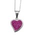 Heart-shaped pendant made of stainless steel with pink crystals