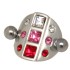 Piercing curved navel surgical steel rod - futuristic shield 925 sterling silver
