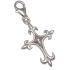 Charm pendant cross with fleur de lys tips to attach to a charm bracelet