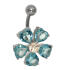 Navel piercing with 1.6x10mm 316L steel banana and flower design with crystals - totally gorgeous!
