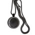 Round medallion pendant SMALL made of stainless steel PVD coated black polished with crystals