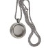 Round medallion pendant BIG made of stainless steel silver polished with crystals and chain