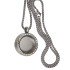 Round medallion pendant BIG made of stainless steel silver polished with crystals and chain