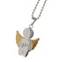 Pendant angel made of stainless steel with golden wings and individual engraving