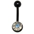 Belly button piercing BLACK GLITTER made of 316L steel with a black PVD coating