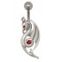 Belly button piercing with 925 silver dragon design and crystals
