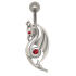 Belly button piercing with 925 silver dragon design and crystals
