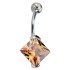 Belly button piercing 1.6x10mm with an XL zirconia rhombus in different colors
