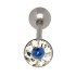 Tongue piercing out of surgical steel barbell with crystals 1.6x16mm