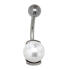 Belly button piercing 1.6x10mm with a 925 silver design and an 8mm faux pearl with a floral pattern