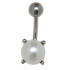 Belly button piercing 1.6x10mm with a 925 Silver design and an 8mm faux pearl