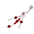 Navel piercing 1.6x10mm with chains and crystals color selectable