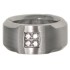Stainless steel ring matt, partially polished with four clear crystals
