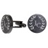 Round cufflinks made of black stainless steel with engraving