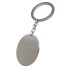 Large oval key fob made of stainless steel, satin finish on both sides, 40x30mm