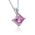 Square zirconia pendant set in silver with eyelet, without chain, available in different colours