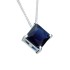 Square zirconia pendant with chain, set in silver, available in different colors