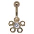 9 carat gold belly button piercing, flowers available in different colors