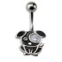 Belly button piercing 1.6x10mm with a black dog made of 925 silver