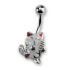Belly button piercing 1.6x10mm with colored cat made of 925 silver
