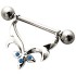 Nipple piercing made of 925 sterling silver with flower ornament