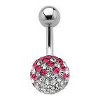 Belly button body jewelry piercing with crystals in 1.6x10mm / 1.6x12mm / 1.6x14mm / 1.6x8mm / 1.6x6mm length, 80-11