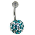 Belly button body jewelry piercing with crystals in1.6x6mm / 1.6x8mm / 1.6x10mm / 1.6x12mm / 1.6x14mm length, 80-7