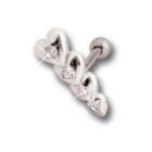 Helix ear piercing 1.2x6mm with heart design made of 925 sterling silver