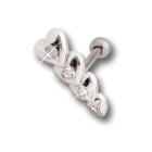 Helix ear piercing 1.2x6mm with heart design made of 925 sterling silver