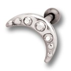 Helix ear piercing 1.2x6mm with moon design made of 925 sterling silver
