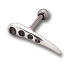 Helix ear piercing 1.2x6mm with wing design made of 925 sterling silver and four small Swarovski crystals.