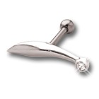 Helix ear piercing 1.2x6mm with 925 sterling silver design with a small Swarovski crystal