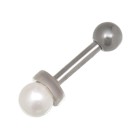 Helix piercing out of surgical steel 1.2x6mm with a small 3mm artificial pearl