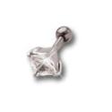 Helix ear piercing 1.2x6mm with 925 sterling silver design with a square crystal