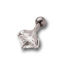 Helix ear piercing 1.2x6mm with 925 sterling silver design with a square crystal